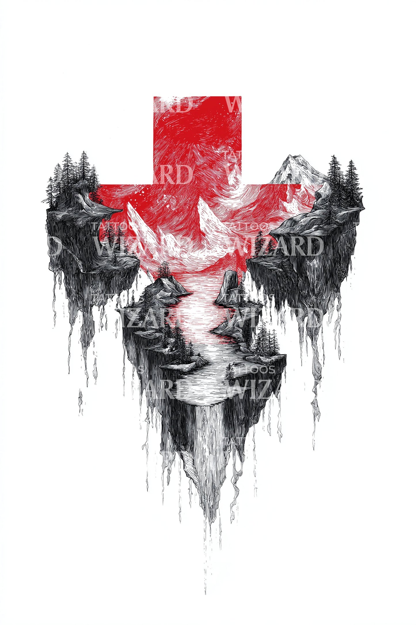 Ilustração de Tatuagem Cruz dos Alpes Suíços