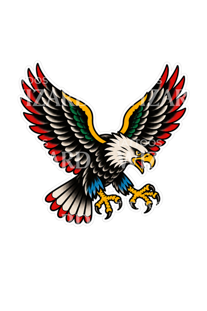 Dalış yapan kel kartal sticker flash dövme tasarımı