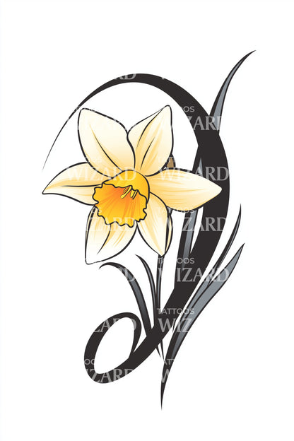 Desenho de Tatuagem Narciso Pétala Swoosh
