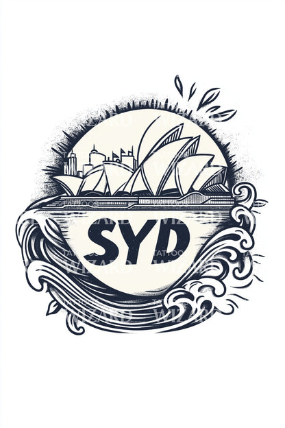 Sydney SYD Ocean Crest Tattoo Idea