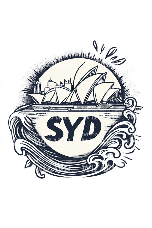 Sydney SYD Ocean Crest Tattoo Idea