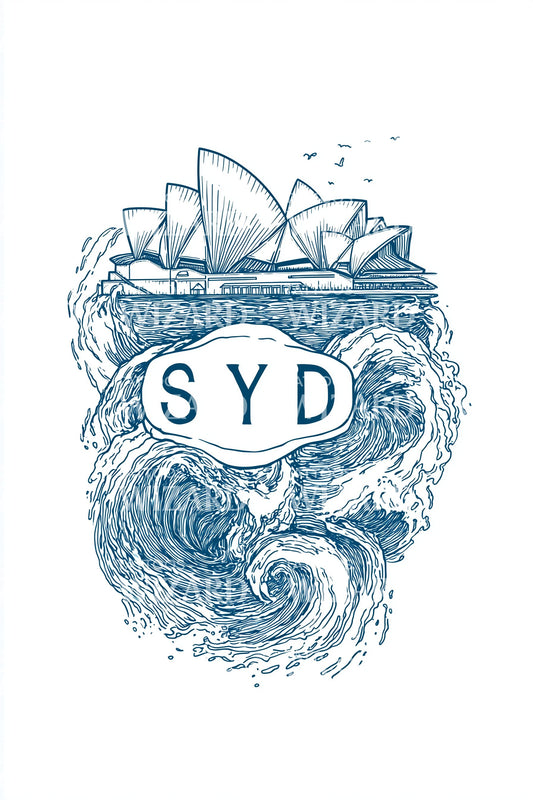 Sydney SYD Wave Badge Tattoo Design