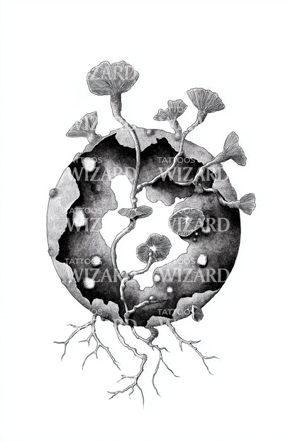 Symbiotic Spore World Tattoo Design