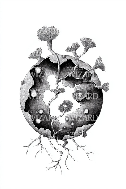 Symbiotic Spore World Tattoo Design