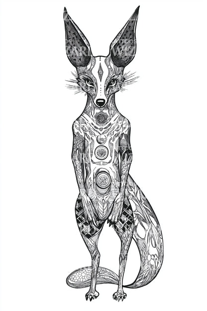 Symbolic Jackrabbit Totem Tattoo Design