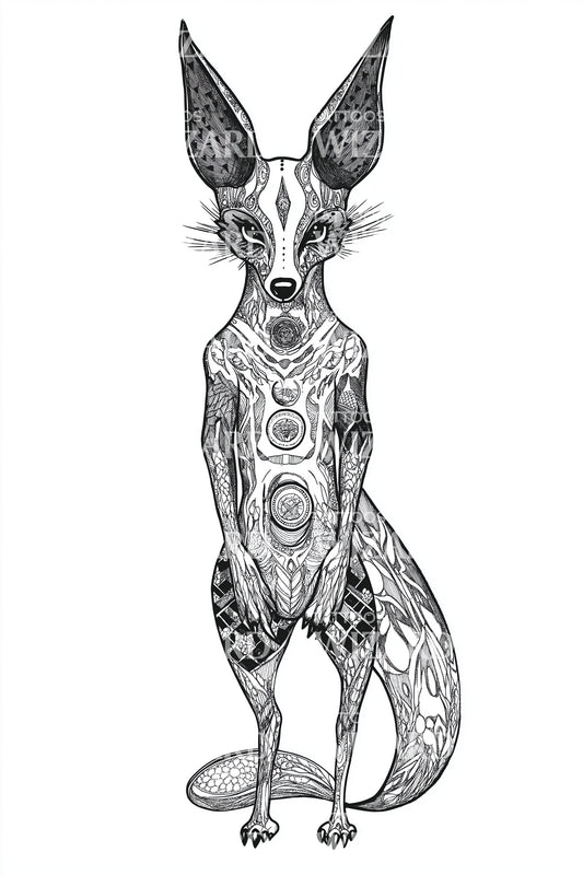 Symbolic Jackrabbit Totem Tattoo Design