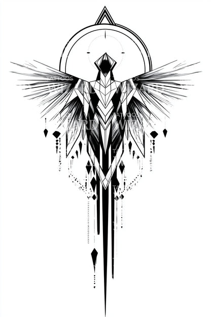 Symmetric Angel Totem Tattoo Design