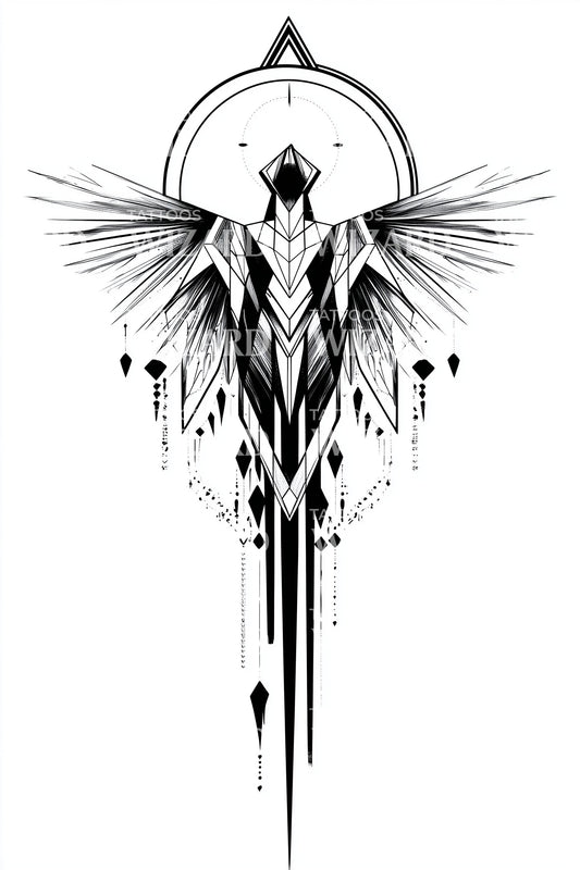 Symmetric Angel Totem Tattoo Design