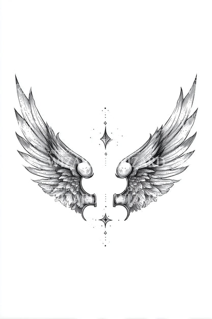Symmetric Angel Wings Tattoo Design