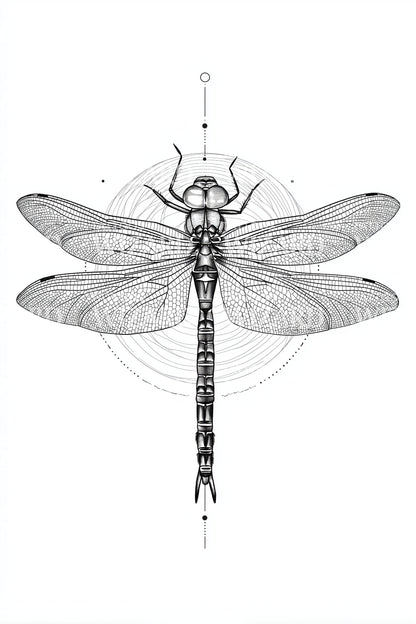 Symmetric Dragonfly Sigil Tattoo Design