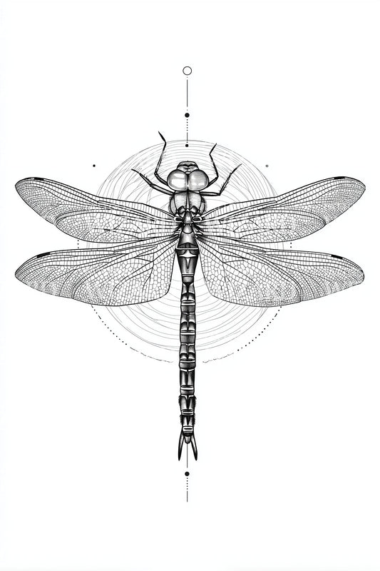Symmetric Dragonfly Sigil Tattoo Design