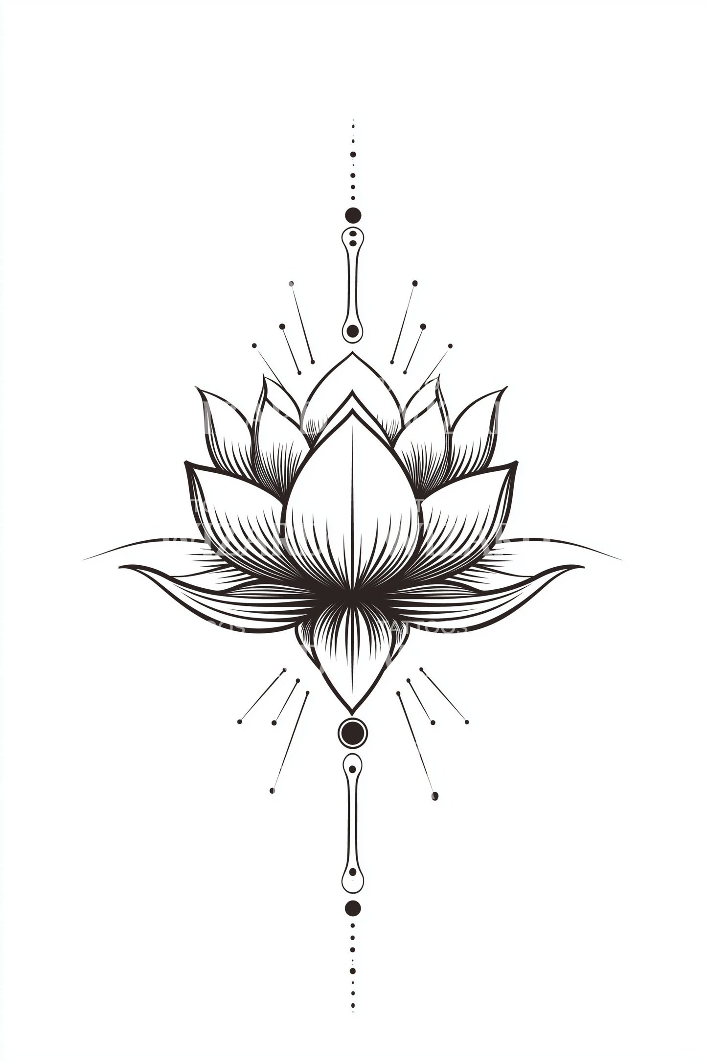 Diseño de tatuaje de emblema de loto simétrico