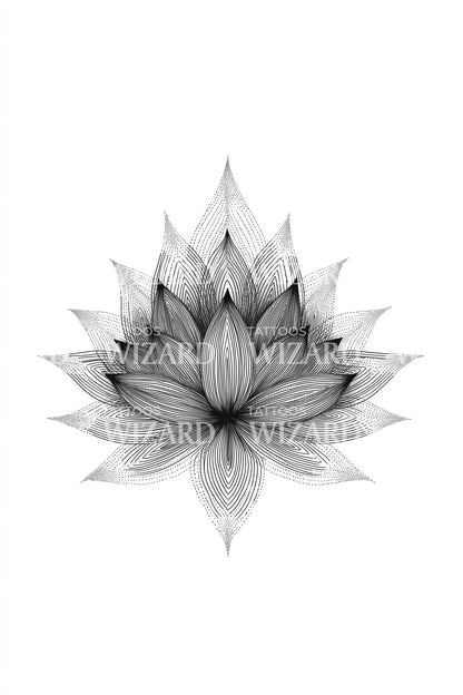 Symmetric Lotus Mandala Tattoo Illustration