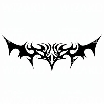 Symmetrical Flame-Inspired Tribal Tattoo Design
