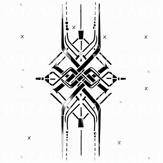 Symmetrical Geometric Tribal Tattoo Design