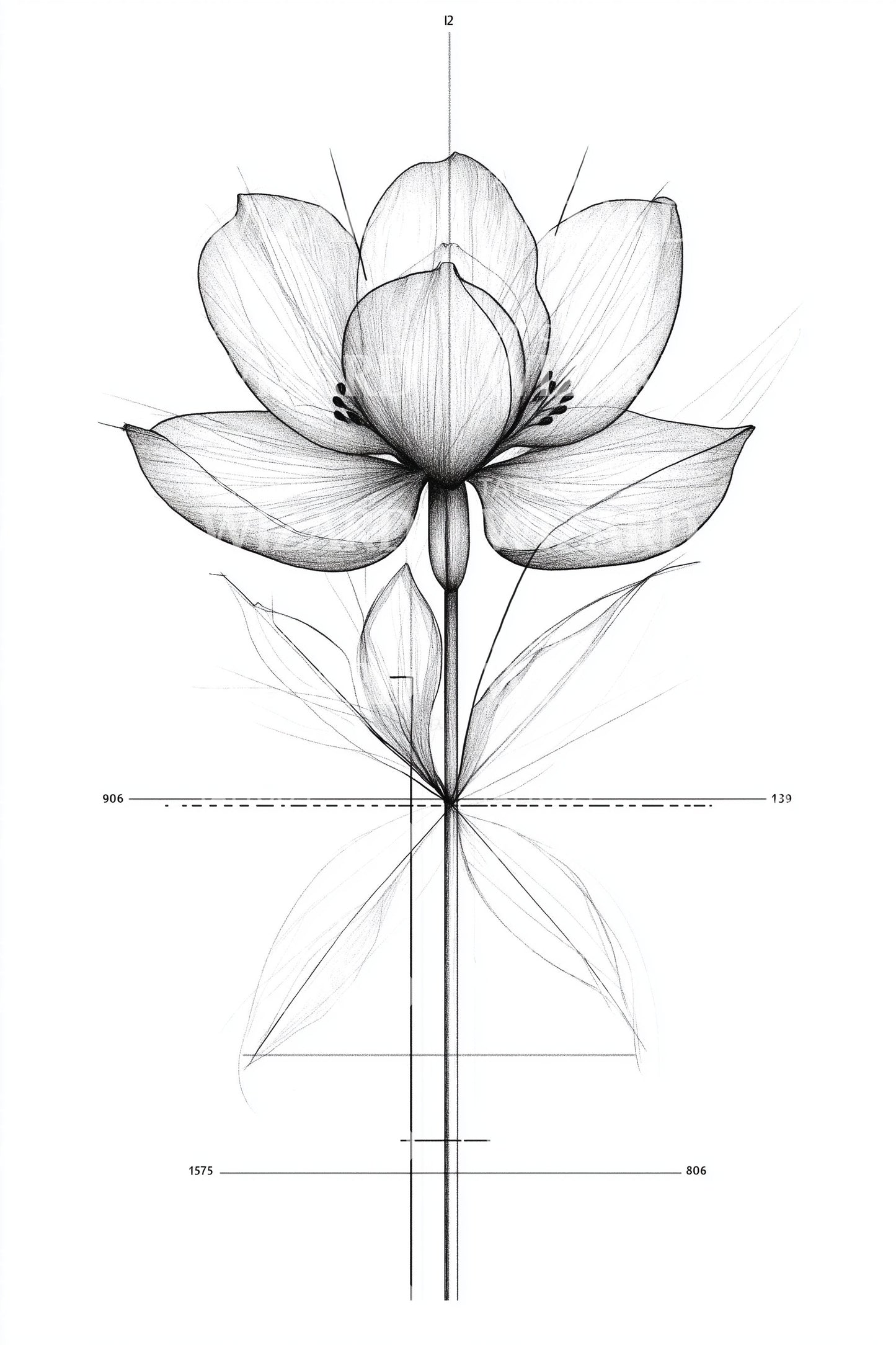 Symmetrical Lotus Geometry Tattoo Design