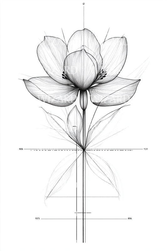Symmetrical Lotus Geometry Tattoo Design
