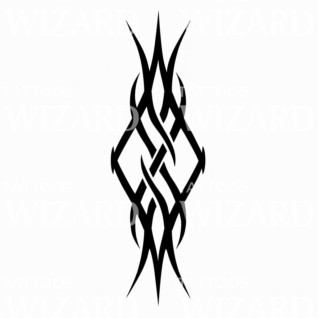 Symmetrical Tribal Flame Tattoo Illustration