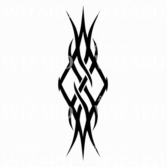 Symmetrical Tribal Flame Tattoo Illustration