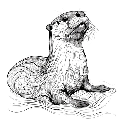 Wavy Sea Otter Tattoo Design