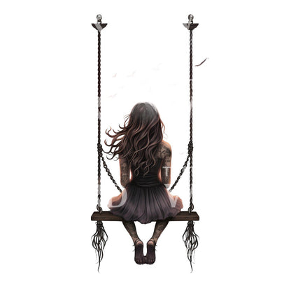 Girl Silhouette at Sunset Tattoo Design