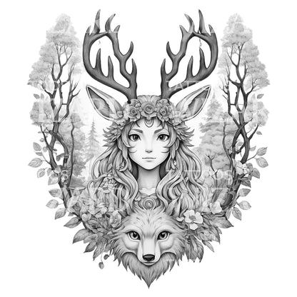 Anime Studio Ghibli Forest Spirit Tattoo Design