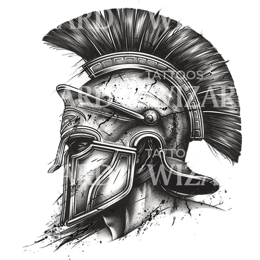 Roman War Helmet Tattoo Design