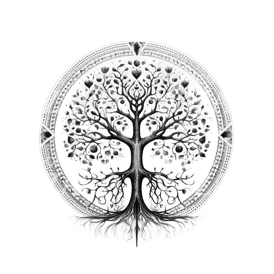 Black and Grey Tree of Life Tattoo Design