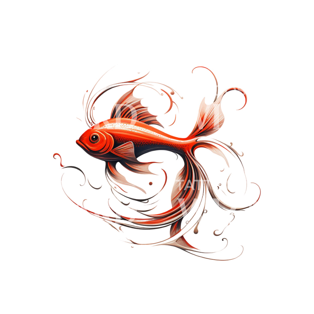 Belle conception de tatouage de poisson rouge