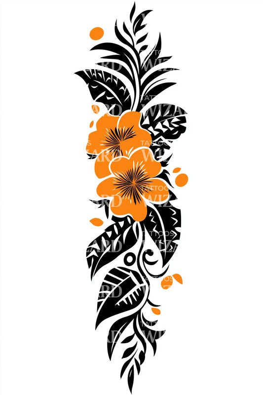 Tahitian Flow Hibiscus Tattoo Design