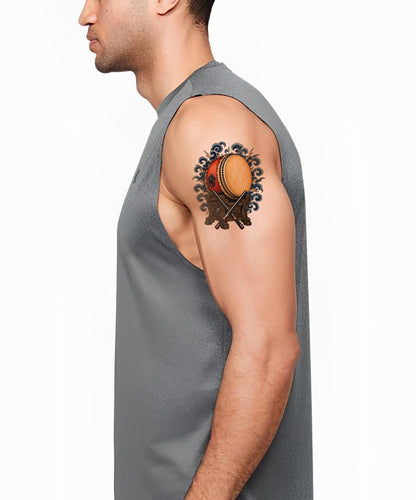 Taiko Drum with Thunder Waves Tattoo Design