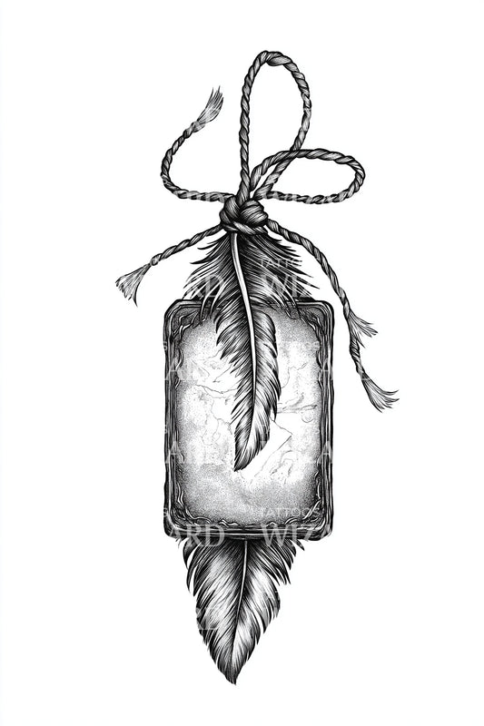Talisman Tag and Feather Tattoo Design
