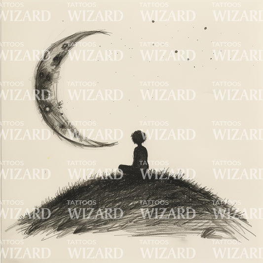 Talking to the Moon Sketch Tattoo Idea