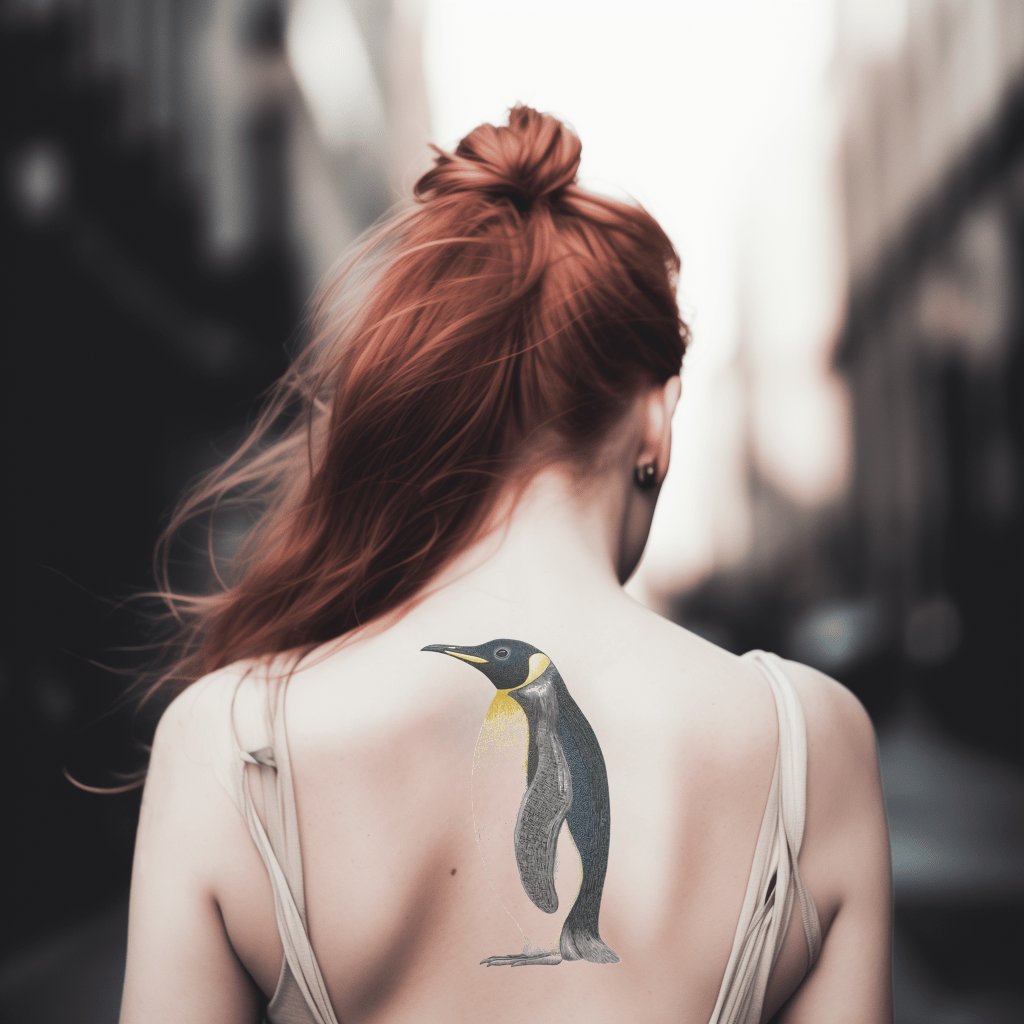 Tall Penguin Silhouette Tattoo Design