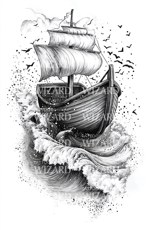 Hoge Zeilen Tempest Tatoeage Ontwerp