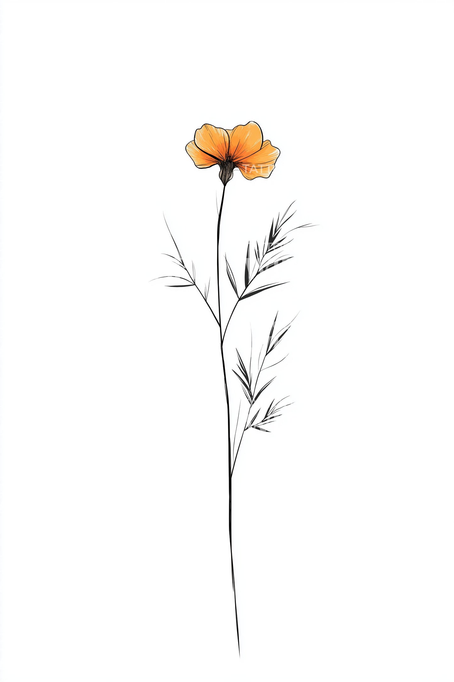 高耸的双瓣花纹身设计