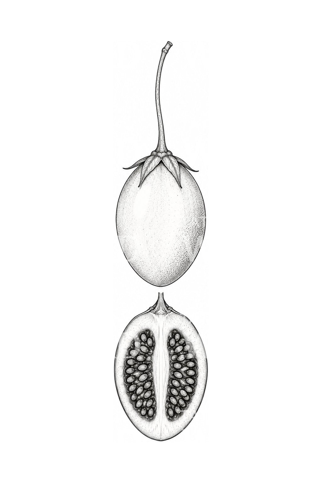 Tamarillo Cut Open Botanical Tattoo Design