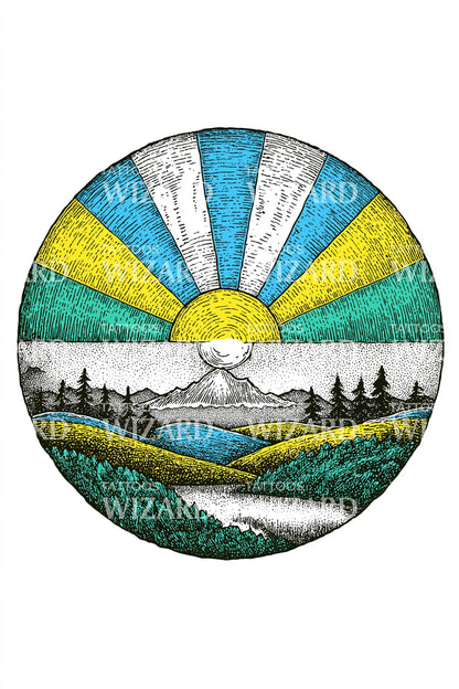 Tanzania Zonsopgang Vallei Tatoeage Ontwerp