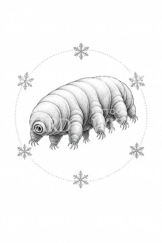 Su ayısı tardigrad dövme illüstrasyonu