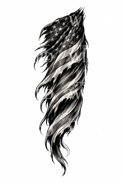 Tattered American Flag Tattoo Design