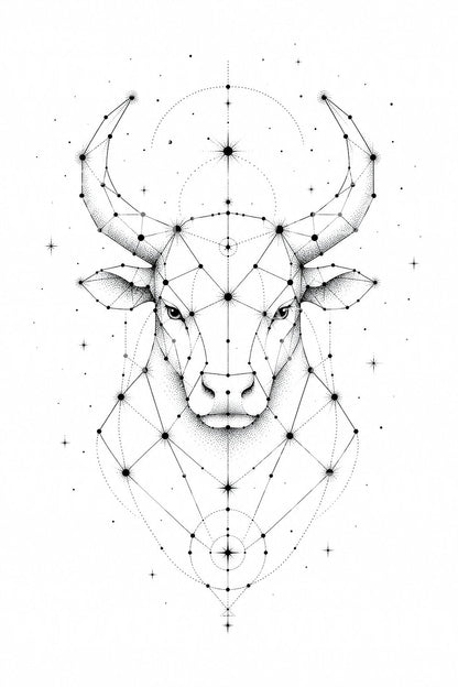 Design tattoo dotwork costellazione del Toro
