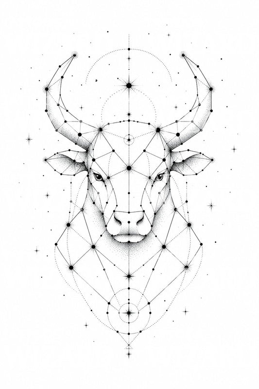 Bika csillagkép dotwork tetoválásterv