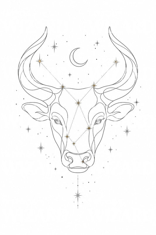 Taurus Constellation Fine Line Tattoo Design