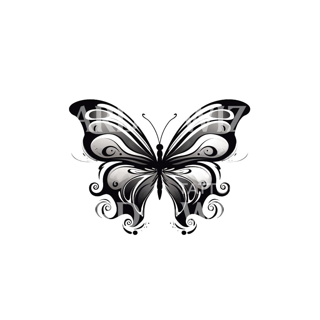 Wellenförmiges Schmetterlings-Tattoo-Design