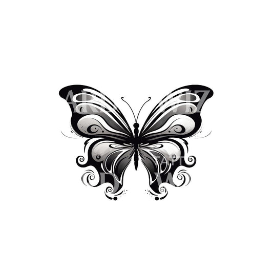 Conception de tatouage de papillon ondulé
