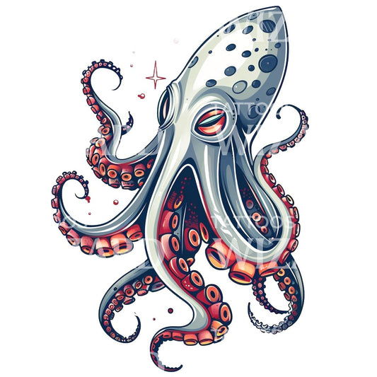 Alien Neo Traditional Squid Tattoo Design