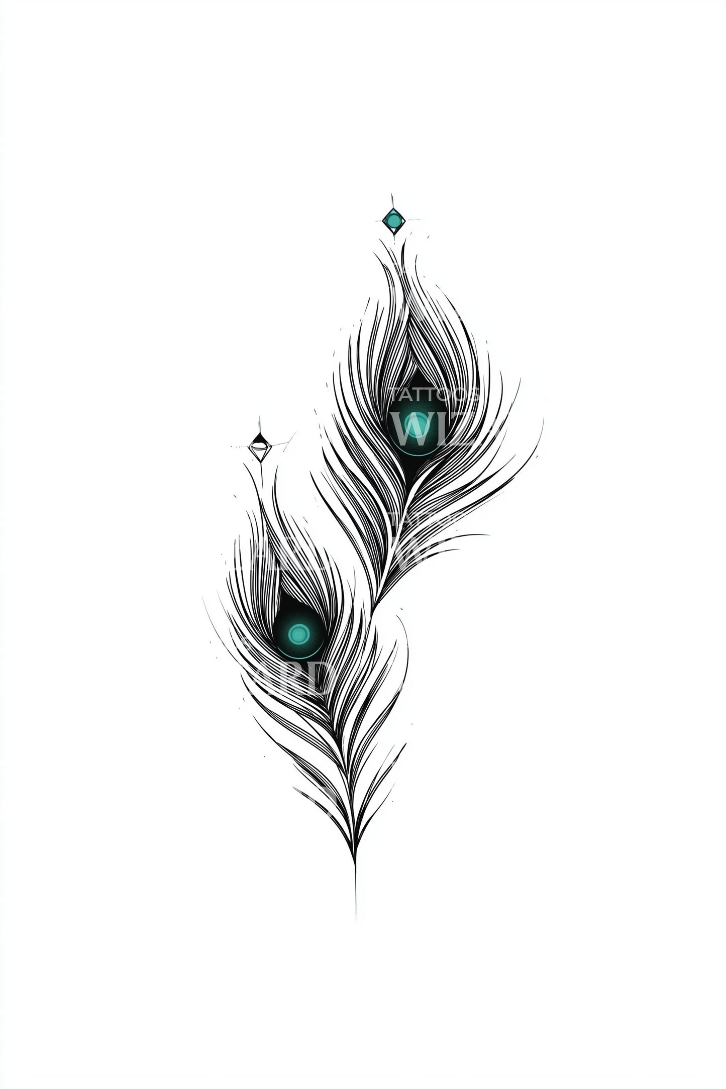 Teal Peacock Feather Tattoo Design