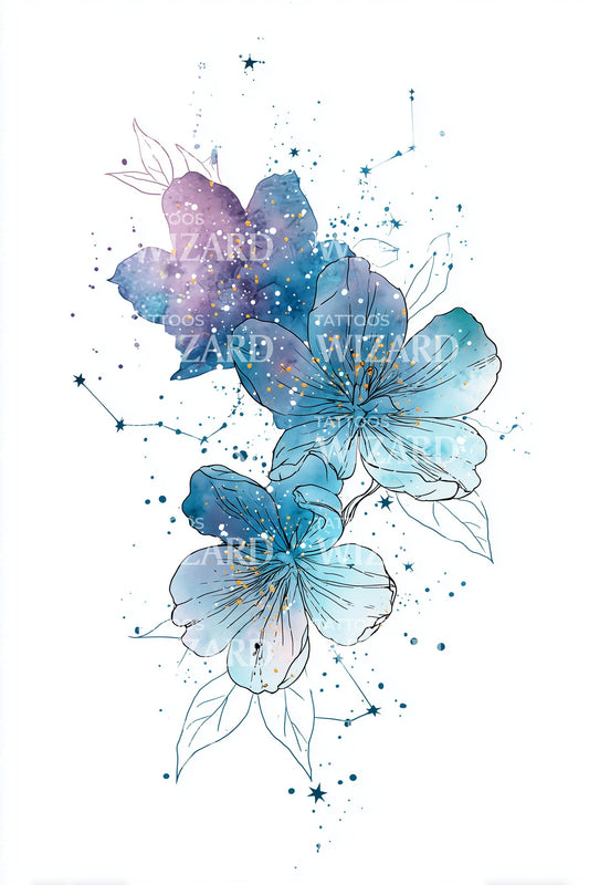 Teal Petal Bloom Tattoo Idea