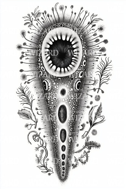 Teardrop Eye Organism Tattoo Illustration