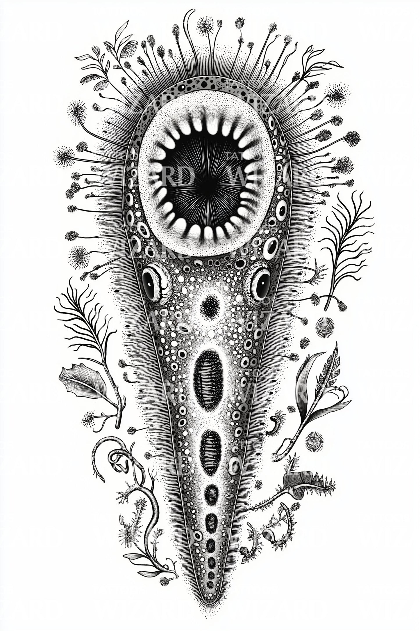 Teardrop Eye Organism Tattoo Illustration